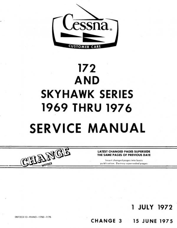 Cessna 172 and Skyhawk Series 1969 thru 1976 Service Manual