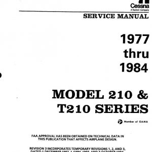 Cessna 210 and T210 Series Service Manual 1977 thru 1984