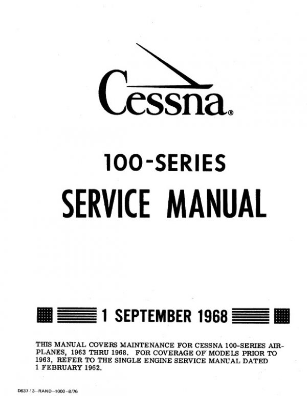 Cessna Model 100 Series Service Manual (1963 thru 1968)