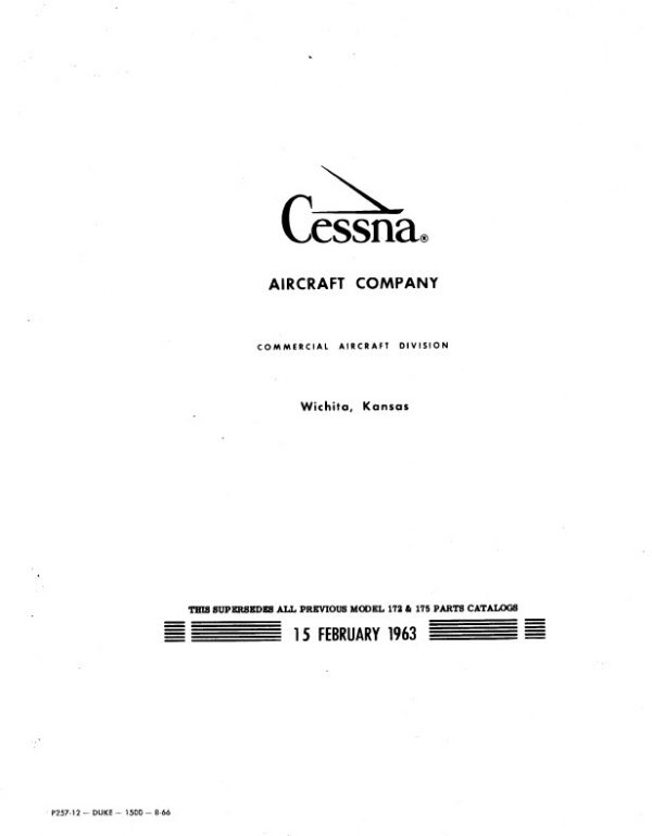 Cessna Model 172 & 175 Illustrated Parts Catalog