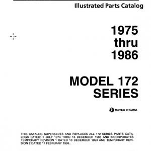 Cessna Model 172 Series Illustrated Parts Catalog 1975 Thru 1986