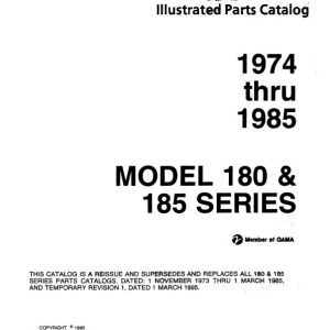 Cessna Model 180 & 185 Series Illustrated Parts Catalog 1974 Thru 1985
