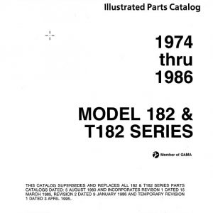 Cessna Model 182 & T182 Series Illustrated Parts Catalog 1974 Thru 1986