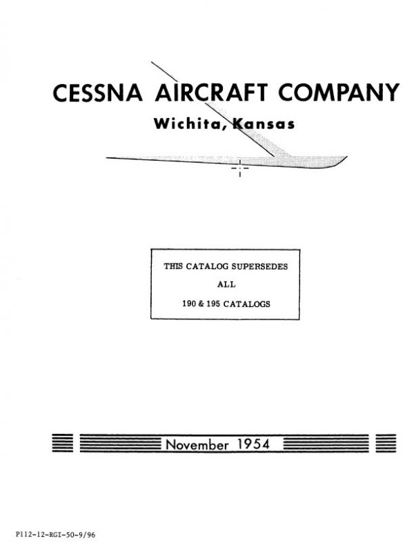 Cessna Model 190-195 Illustrated Parts Catalog 1948 Thru 1953