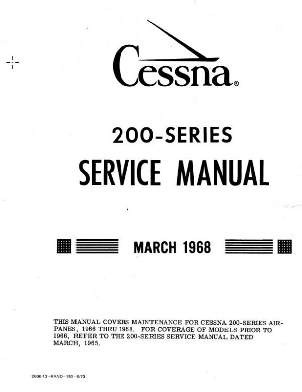 Cessna Model 200 Series 1966 thru 1968 Service Manual 1968