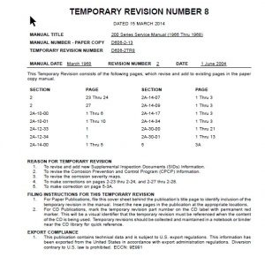 Cessna Model 200 Service Manual (1966 THRU 1968) Temporary Revision Number 8