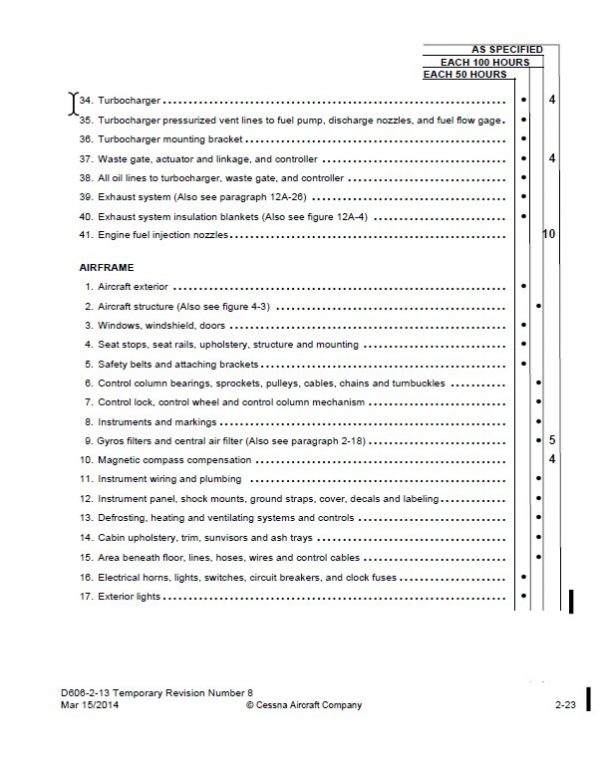 Cessna Model 200 Service Manual (1966 THRU 1968) Temporary Revision Number 8.3