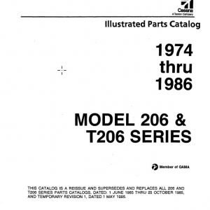 Cessna Model 206 & T206 Series Illustrated Parts Catalog 1974 THRU 1986