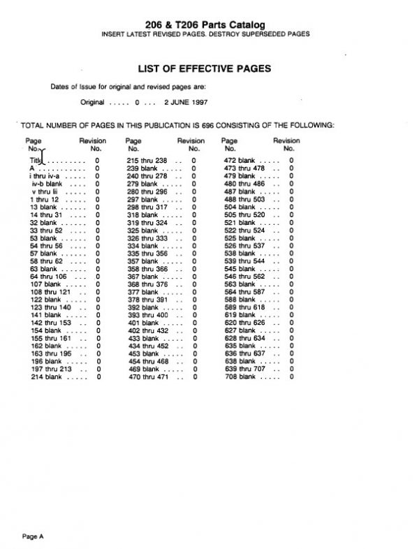 Cessna Model 206 & T206 Series Illustrated Parts Catalog 1974 THRU 1986.2