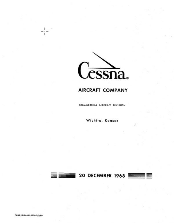 Cessna Model 210 Centurion Service Manual 1969 1968