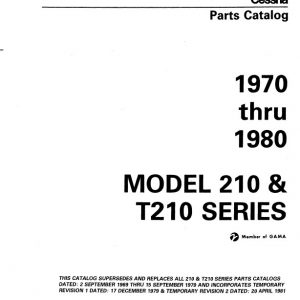 Cessna Model 210 & T210 Series 1970 Thru 1980 Parts Catalog