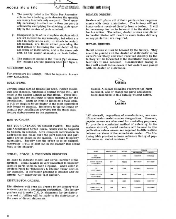 Cessna Model 210 & T210 Series Parts Catalog Revisions P439-12.2