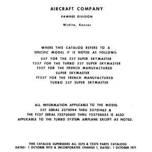 Cessna Model 337 & T337 Illustrated Parts Catalog