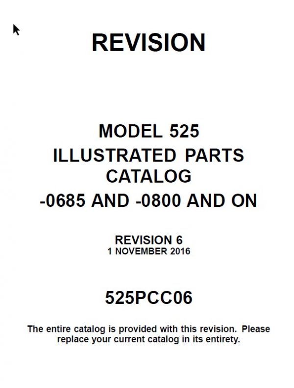 Cessna Model 525 Illustrated Parts Catalog (0685 and -0800 and on)