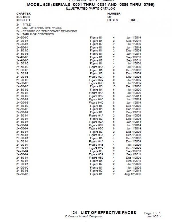 Cessna Model 525 Illustrated Parts Catalog (SERIALS -0001 THRU -0684 AND -0686 THRU -0799).3