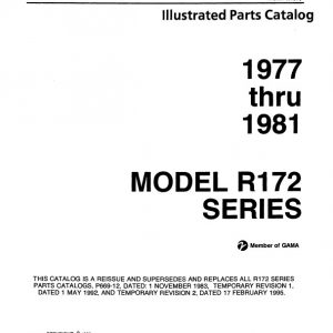 Cessna R172 Series Illustrated Parts Catalog 1977 Thru 1981