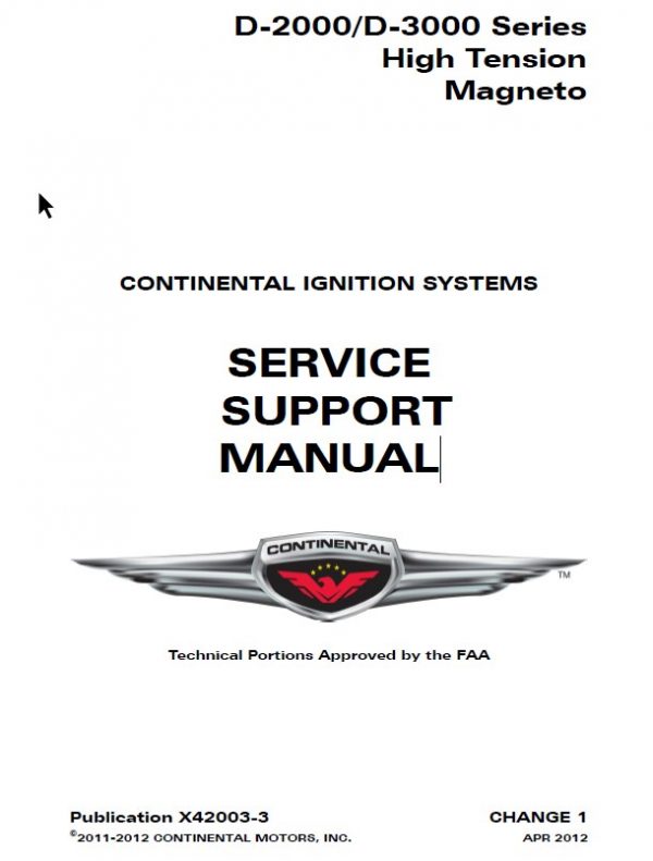 Continental D-2000D-3000 Series High Tension Magneto Service Support Manual