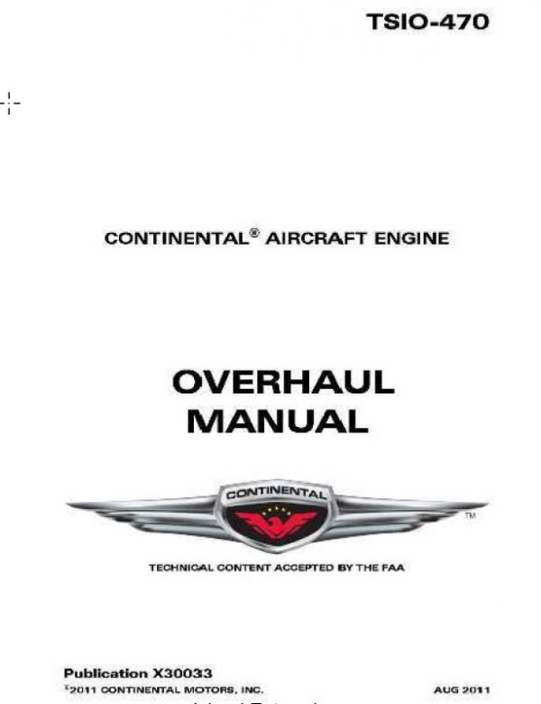 Continental Engine Overhaul Manual Model TSIO-470 Series