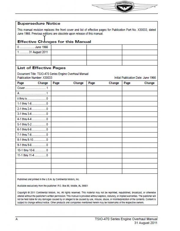 Continental Engine Overhaul Manual Model TSIO-470 Series.2