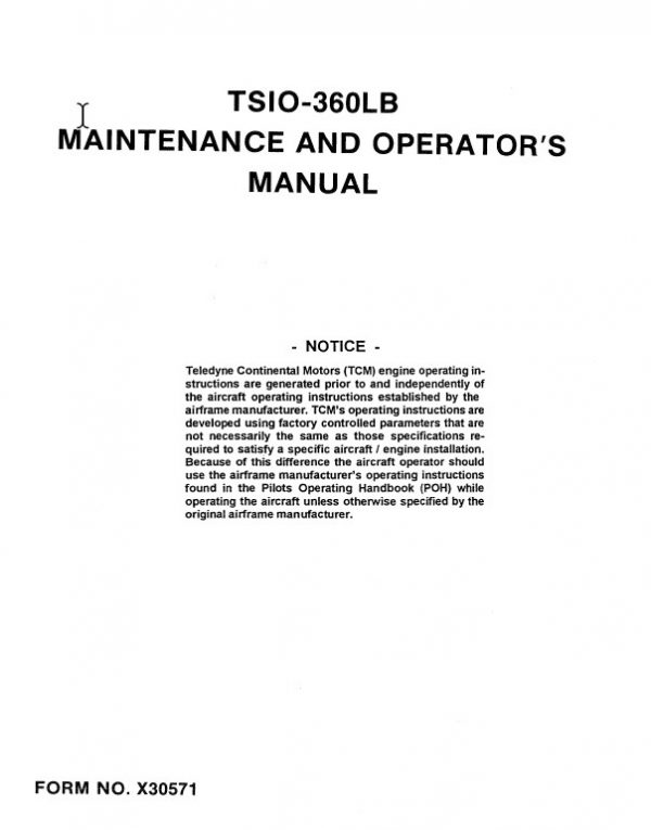 Continental Maintenance and Operators Manual TSIO-360-LB.3
