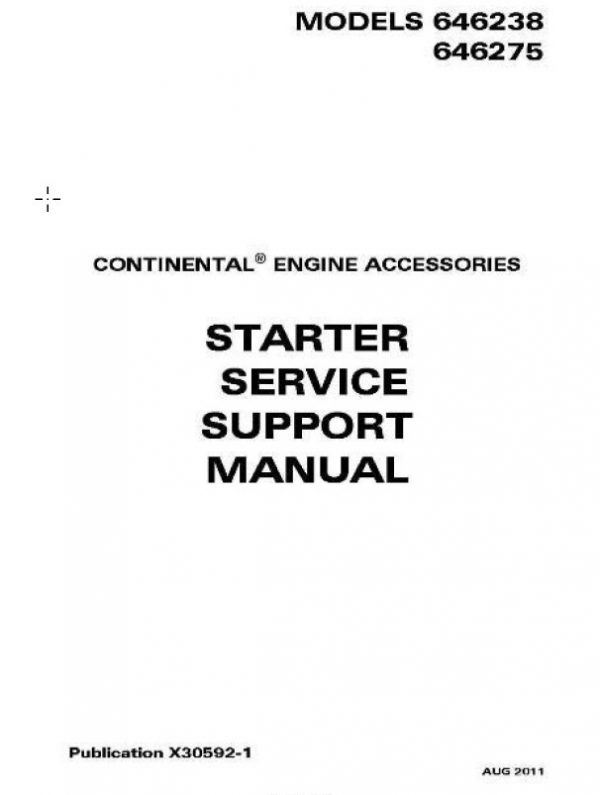 Continental Starter Service Support Manual