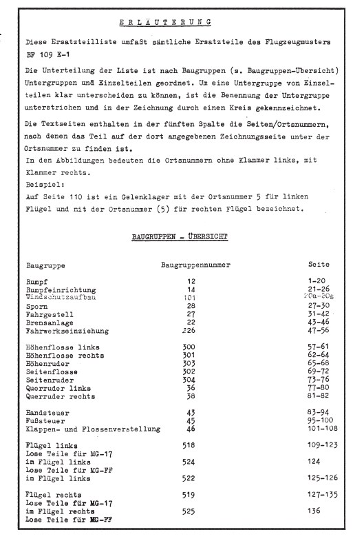 Messerschmitt Ersatzteil-liste BF109E AG Augsburg - Helicopter Manuals