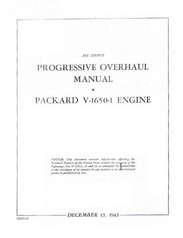 Rolls Royce Engine Progressive Overhaul Manual- Packard V-1650-1