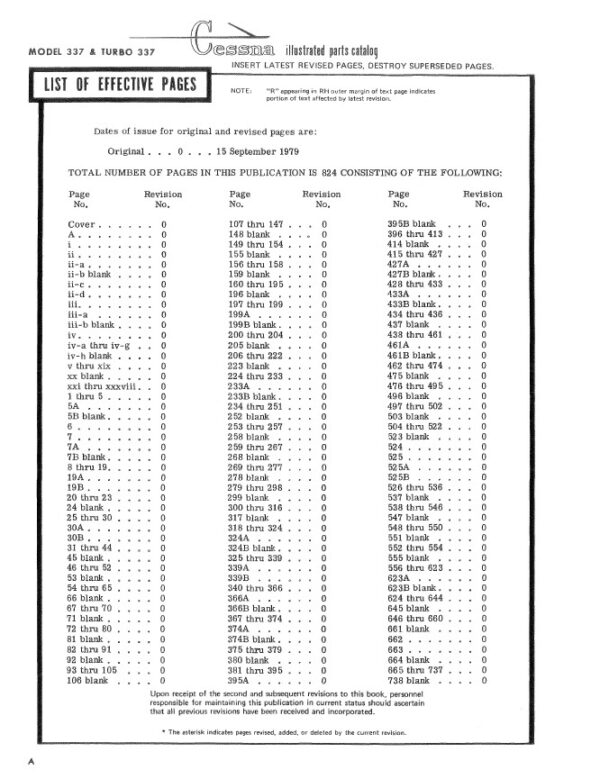Cessna Model 337 & Turbo Series Illustrated Parts Catalog (1973 Thru 1980) P607-12.2