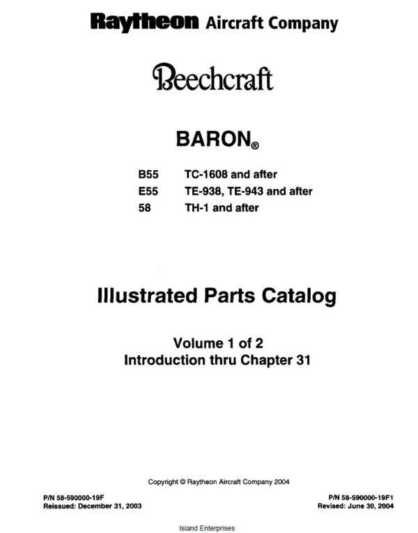 Beechcraft Baron B55 E55 58 Illustrated Parts Catalog