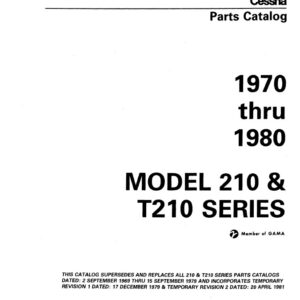 Cessna Model 210 & T210 Series 1970 Thru 1980 Parts Catalog P637-12Cessna Model 210 & T210 Series 1970 Thru 1980 Parts Catalog P637-12